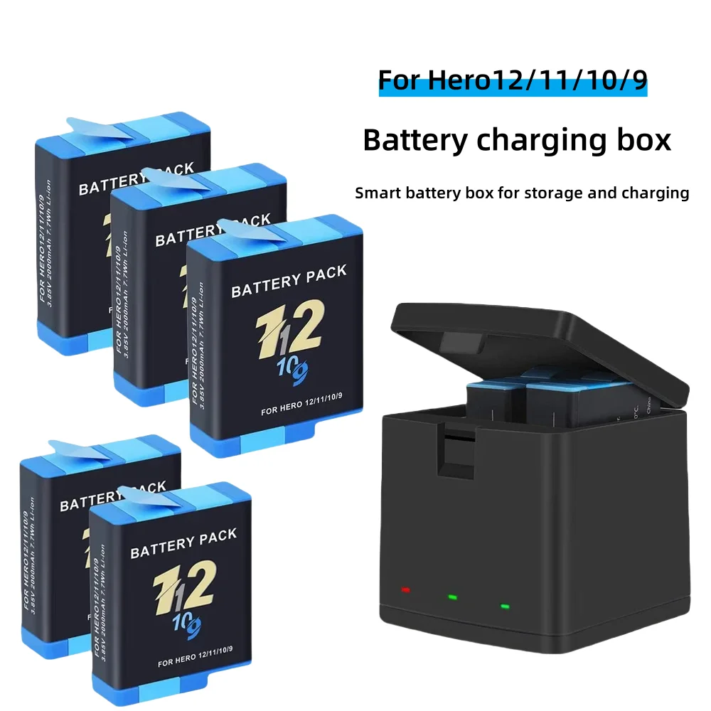 Lot de 3 à 5 Batteries pour Caméra Action 360 - Chargeur Inclus