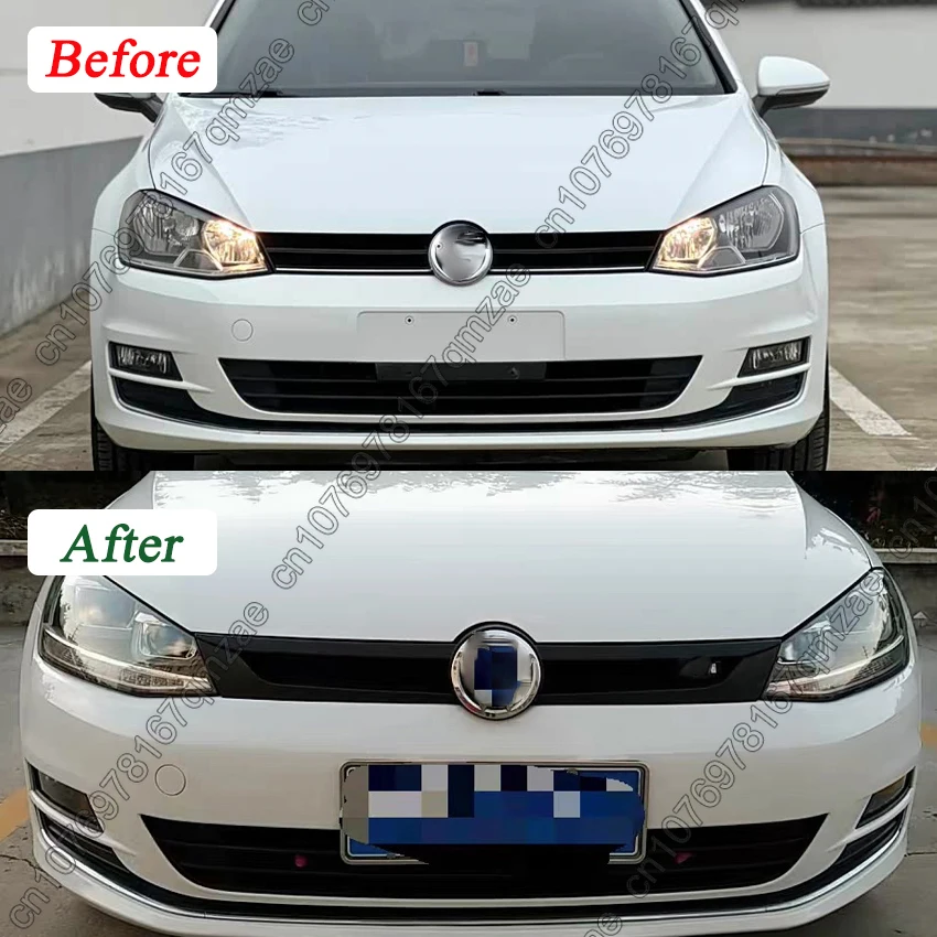 폭스바겐 골프 7 7.5 MK7 MK7.5 2013-2019용 ABT 스타일 자동차 앞 범퍼 그릴 글로스 블랙 에어테이크 그릴 자동차 액세서리