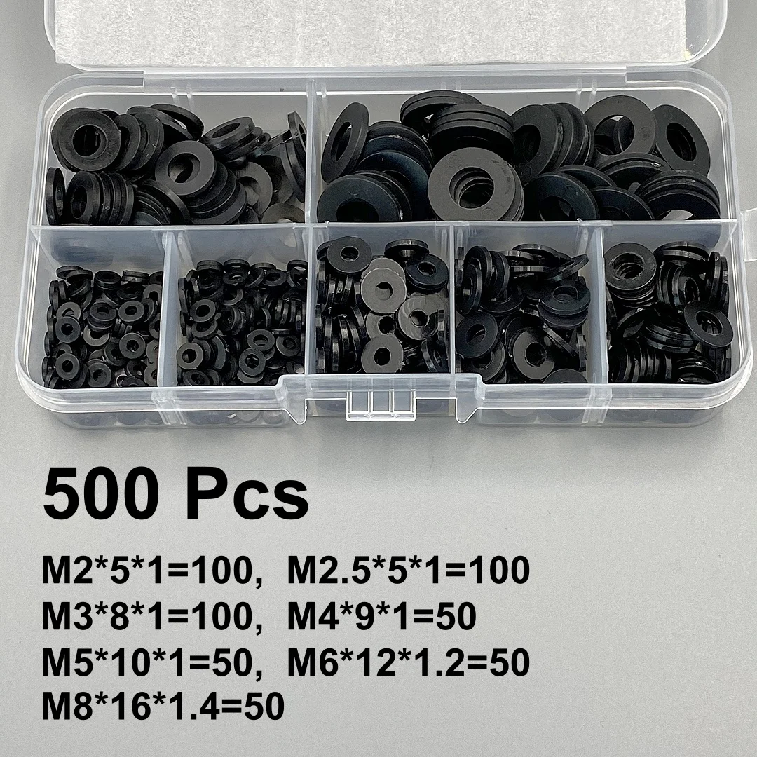 Versatile Nylon Washers - 500 Piece Set of White & Black Insulation Spacers