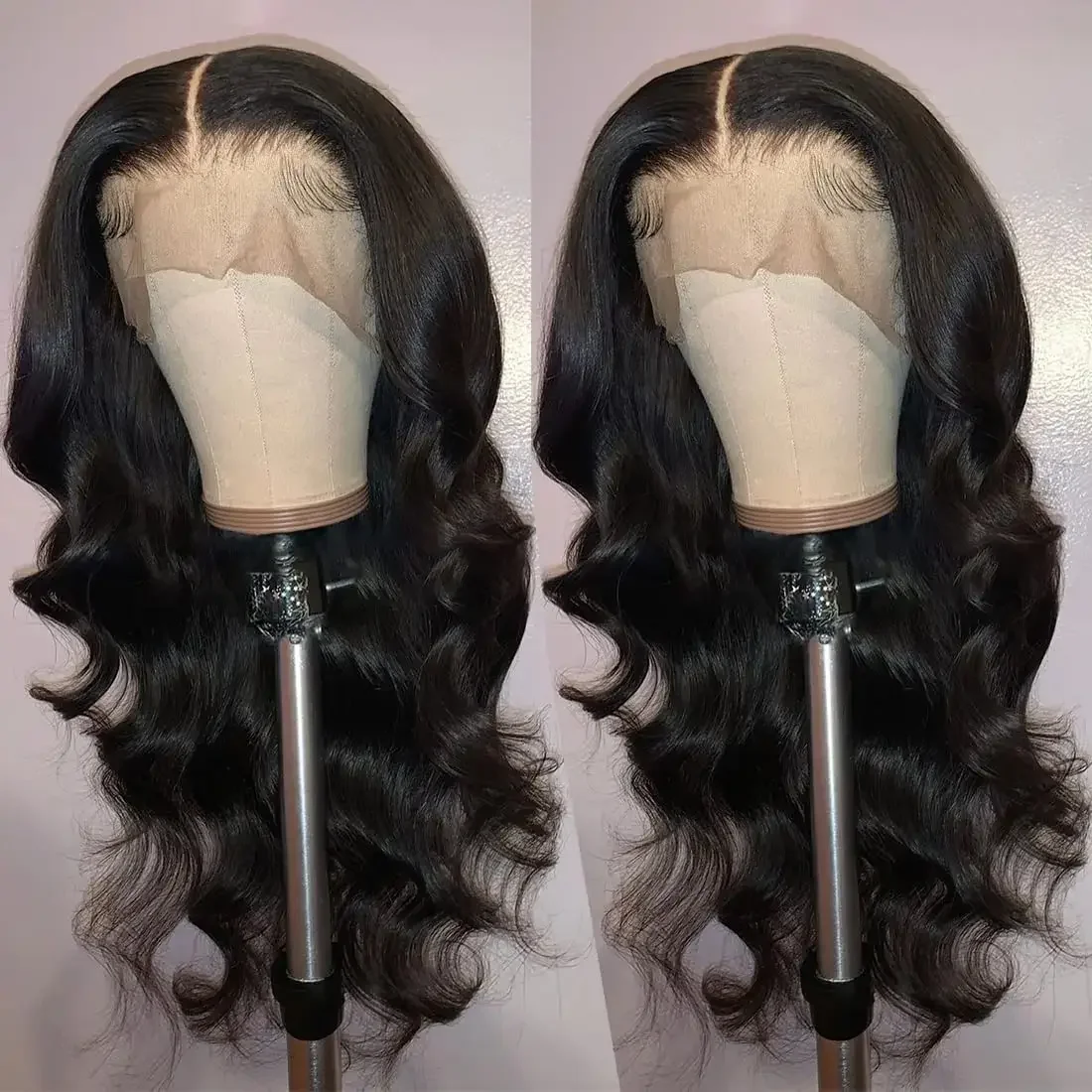 Nuove parrucche sintetiche anteriori in pizzo 13 * 4 dell'onda del corpo, parrucca anteriore in pizzo lungo senza colla con attaccatura dei capelli naturale pre pizzicata e capelli del bambino - immagine 2