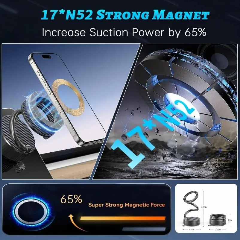 Foldable Vacuum Magnetic Phone Holder for iPhone 17~12 Pro Max Samsung
