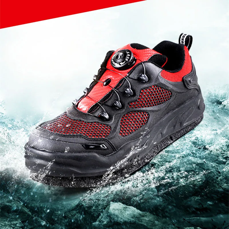 Chaussures de pêche sur rochers avec semelle feutre et clous amovibles - Chaussures anti-dérapantes pour pêche en mer et randonnée