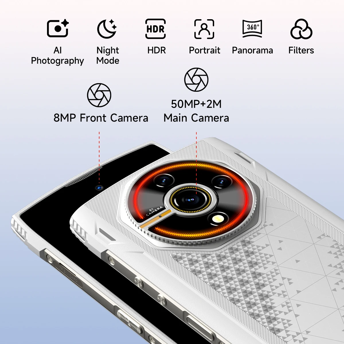 LAGENIO Panther 2 Pro 4G Rugged Smartphone Android 15 8GB+256GB Mobile Phone 50MP 5150mAh 6.7 " HD Ultra-thin Cellphone Gemini