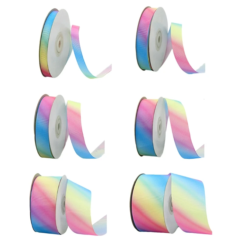 

24 Yards Polyester Silk Light Rainbow Grosgrain Ribbon for DIY Crafts Drop Shipping
