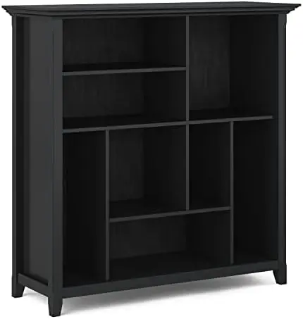 

SOLID WOOD 44 Inch Transitional Multi Cube Bookcase and Storage Unit in Black, For the Living Room, Study Room and Office