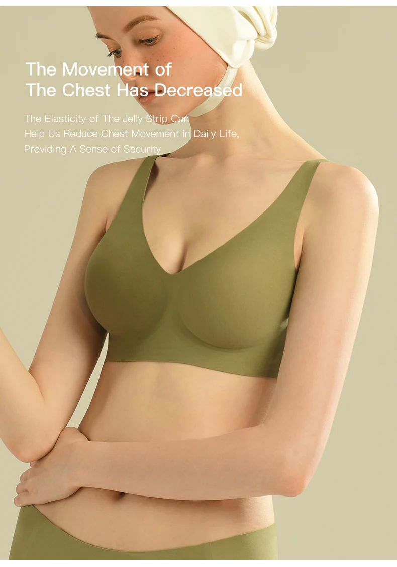 Plus Size Wireless Bra - Seamless Push Up Padded Plunge Bra with Adjustable Straps