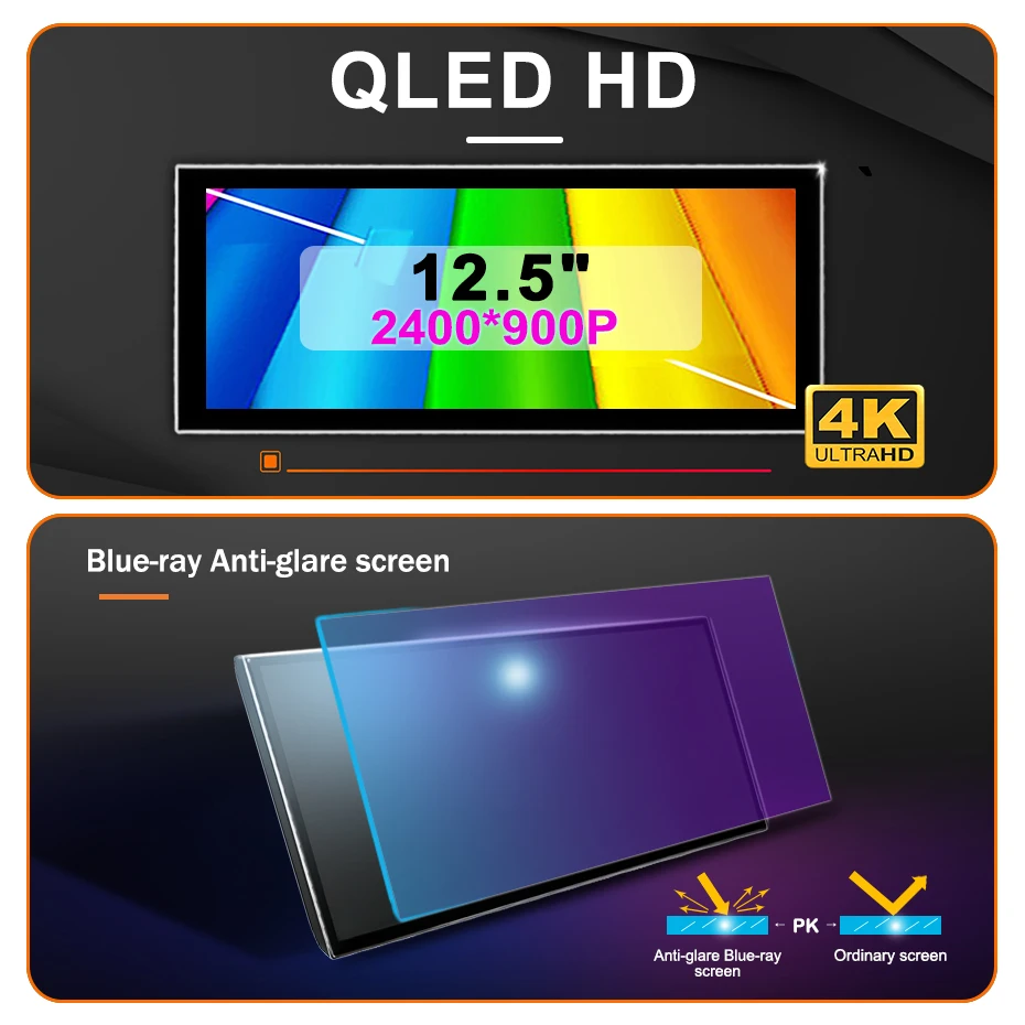 ID9 Snapdragon 8-CORE 12.5'' 2400*900 QLED Pantalla táctil ultrafina Inalámbrico Carplay Android 15 Radio para coche GPS Para BMW Serie 3/4 F30 F31 F32 F33 F34 F36 Sistema NBT EVO Autoradio Reproductor multimedia Bluetooth WIF 4G LTE 8
