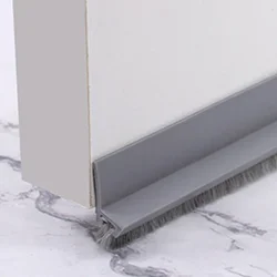 Enhanced Weatherproof Door Sealing Draft Stopper with Soundproofing Brush Rubber Strip (Grey)