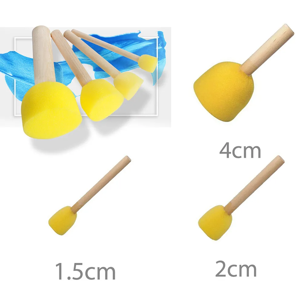 40개 창의적인 스폰지 페인팅 브러쉬 나무 손잡이 드로잉 도구 DIY 그래피티 페인팅 세트