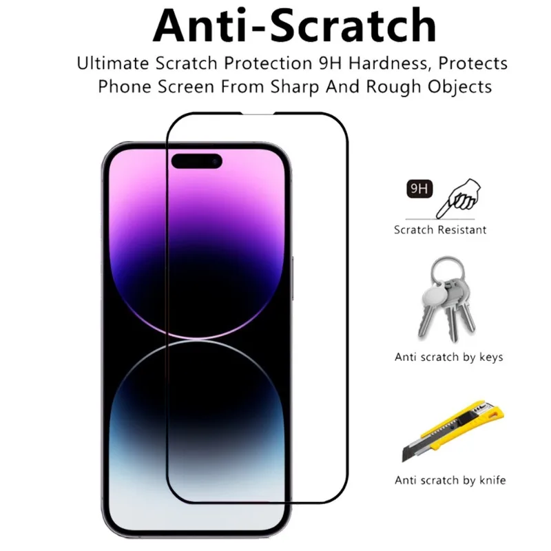 For Apple iPhone 14 /14 Pro Max Tempered Glass Screen Protector, Heavy Duty  Anti-Scratch Anti-Bubble Tempered Glass Film 9H Hardness Screen Protector