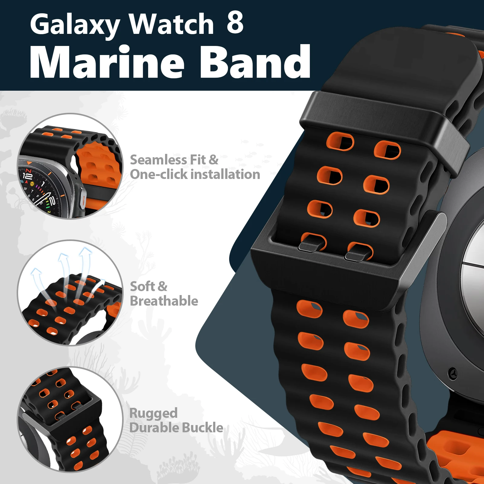 Sport Silicone Two-Tone Band - Marine Belt Bracelet