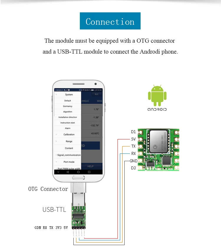 WitMotion HWT31 High-Precision 2 Axis Sensor Digital Tilt Angle (Roll Pitch) + 3 Axis Accelerometer SCA3300 on PC/Android/MCU