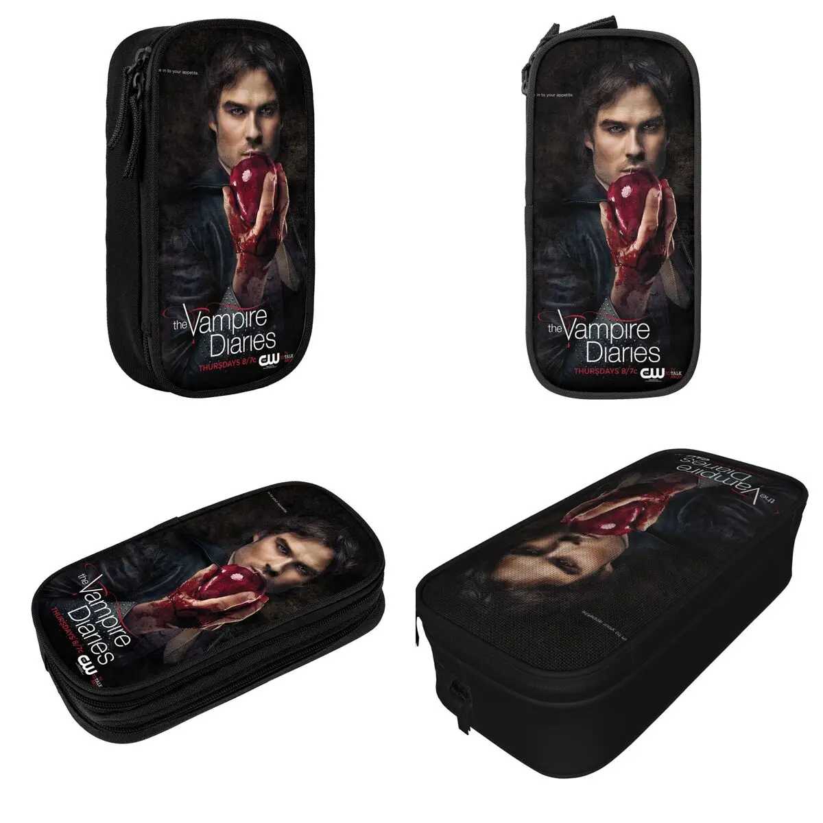 Damon Salvatore The Vampire Diaries Pencil Case Horror Pencilcases Pen For Student Big Capacity Bag School Supplies Stationery