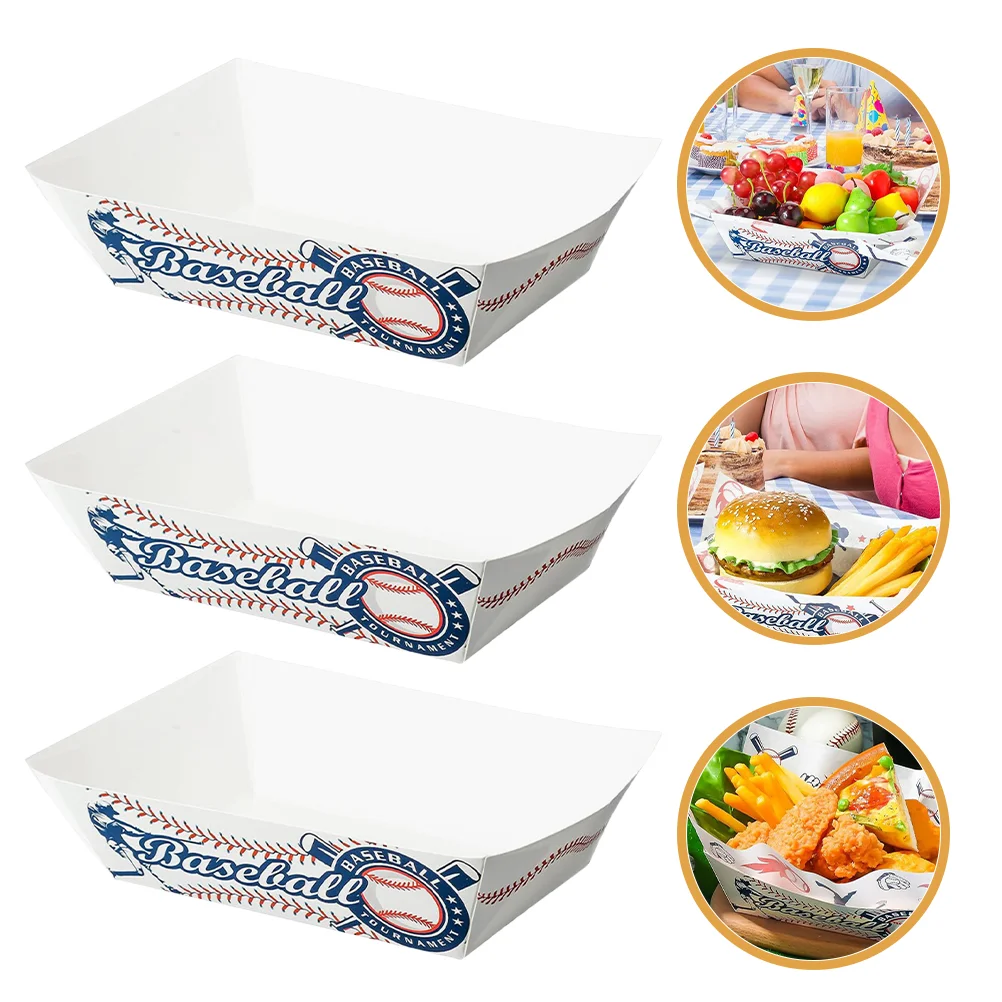 25pcs Food Tray White Cardboard Boats Party Snacks Decor Container Disposable Household Dessert Dish Multi Function