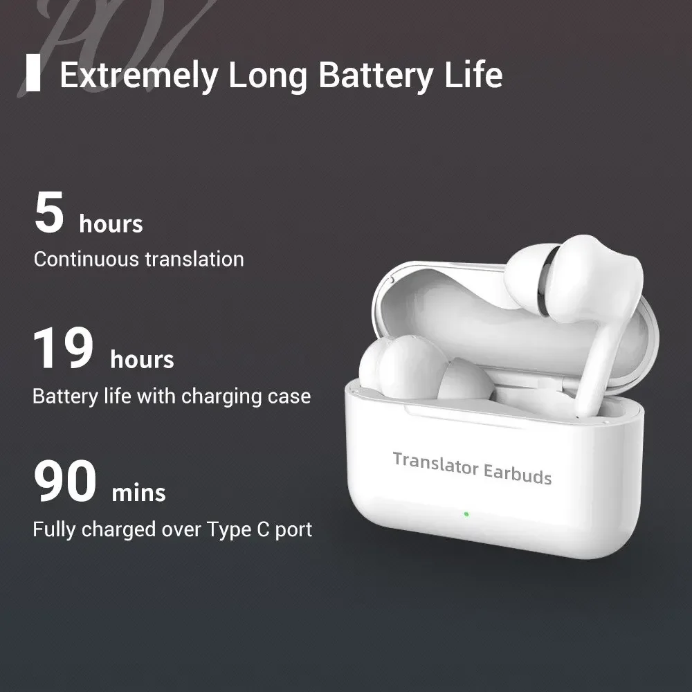 M6 Translation Headphones Portable 127 Languages Instant Translate Smart Voice Translator Wireless Bluetooth Translator Earphone