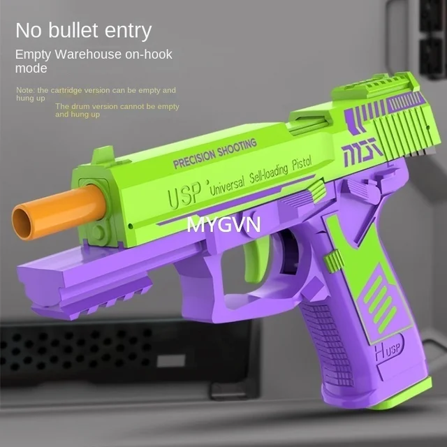 USP Children Carrot Soft Bullet Gun1911 Automatic Reloading Drum Manual Burst Eject The Shell Model Gun Toy Child Adult Birthday 2