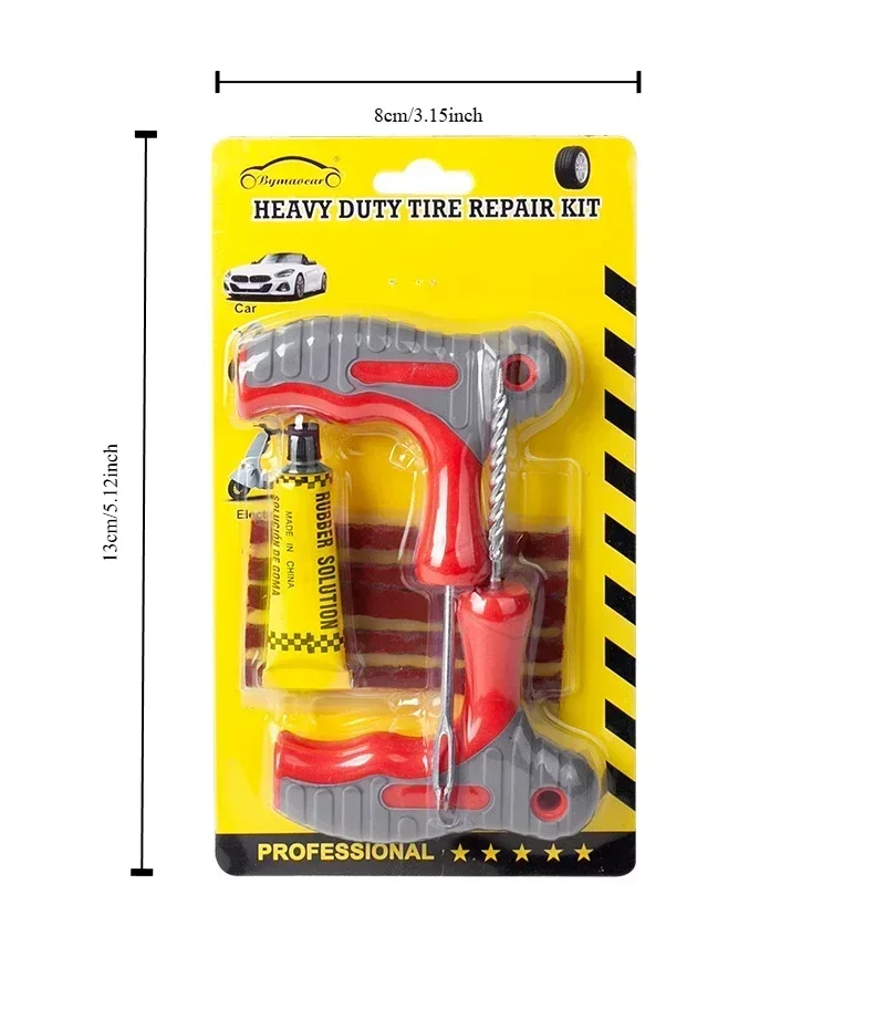 Motorcycle Tire Repair Tool Kit with Rubber Strips Tubeless Tyre Puncture Studding Plug Set Car Truck Vacuum Tire Repair amagi