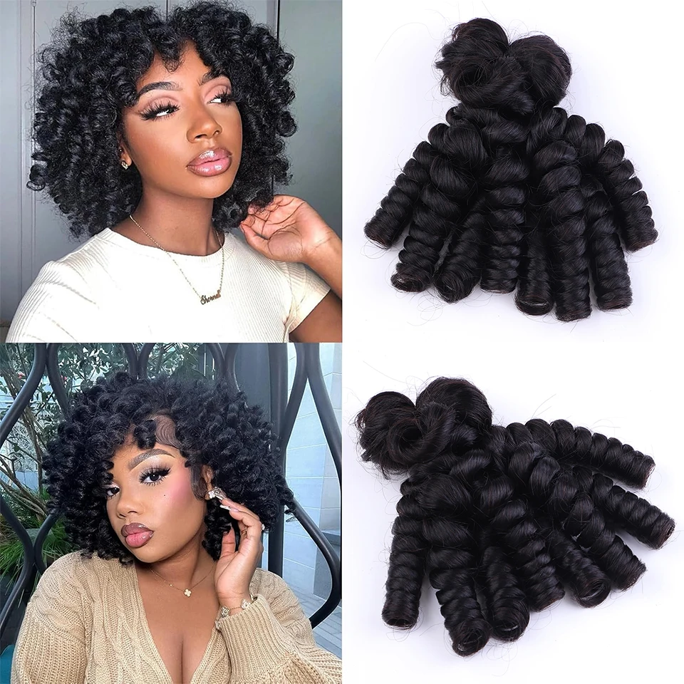 Natural Black Jamaican Bounce Wand Curls Crochet Human Hair Bulk Extensions for Jamaican Twist Braiding Soft and Fluffy Texture 1