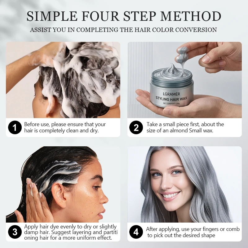 Silver Gray Temporary Hair Color Wax - Instant Natural Hairstyle Cream