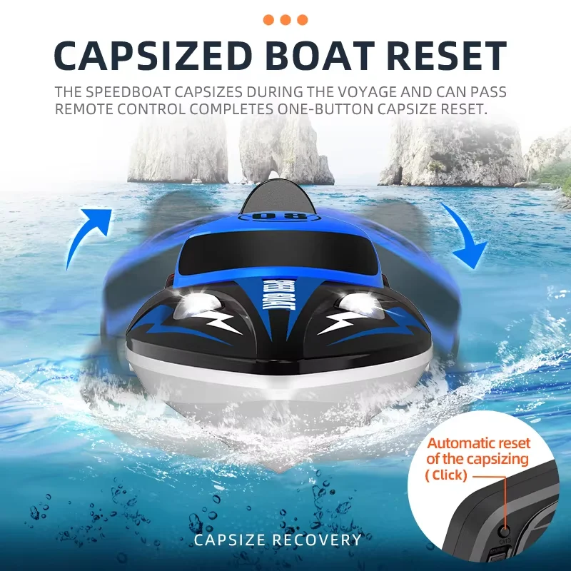 Bateau RC rapide 25 km/h avec refroidissement par eau et télécommande 2.4G