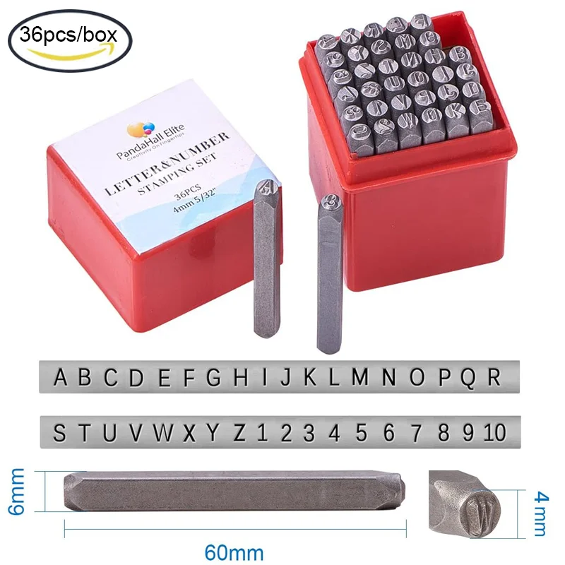 9~36 Pcs Letter & Number Metal Stamp Set Alphabet A-Z