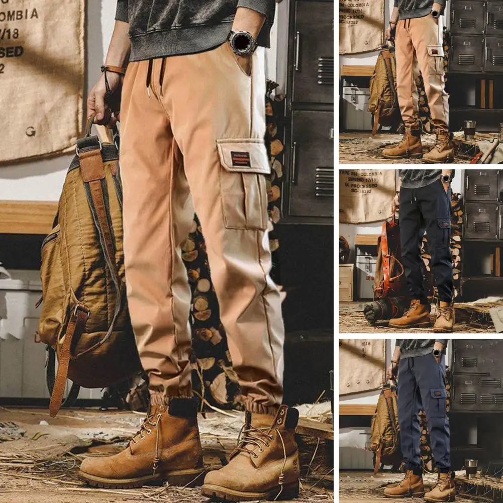 

Men Cargo Pants Versatile Men's Streetwear Elastic Waist Cargo Pants with Multi Pockets for Spring Autumn Vibrant Casual