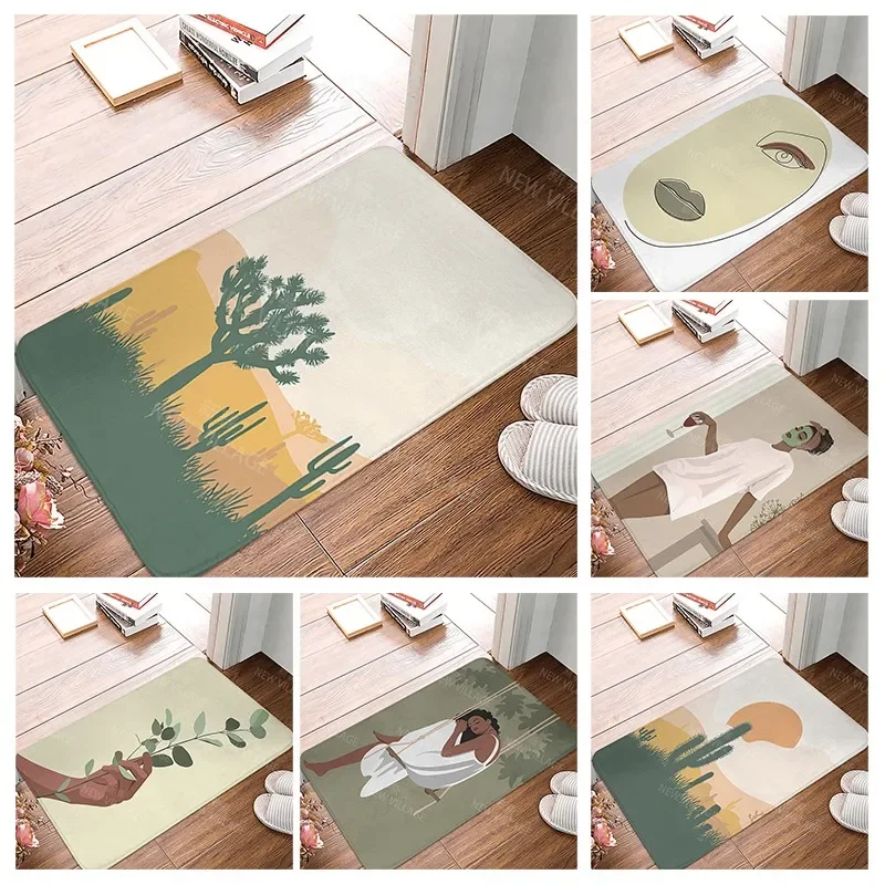 

Anti-slip Bath Mat Bathroom Small Rug Shower Mat Home Decor Door Mat Kitchen Bedroom Entrance Room Mats boho abstract morandi