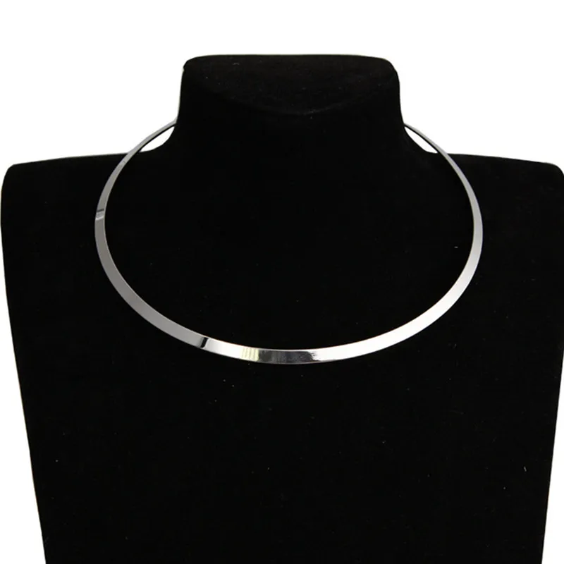European And American Circle Bright Metal Collar Punk Women Choker Necklace Fashion Short Blade Chain Necklace Torques Jewelry