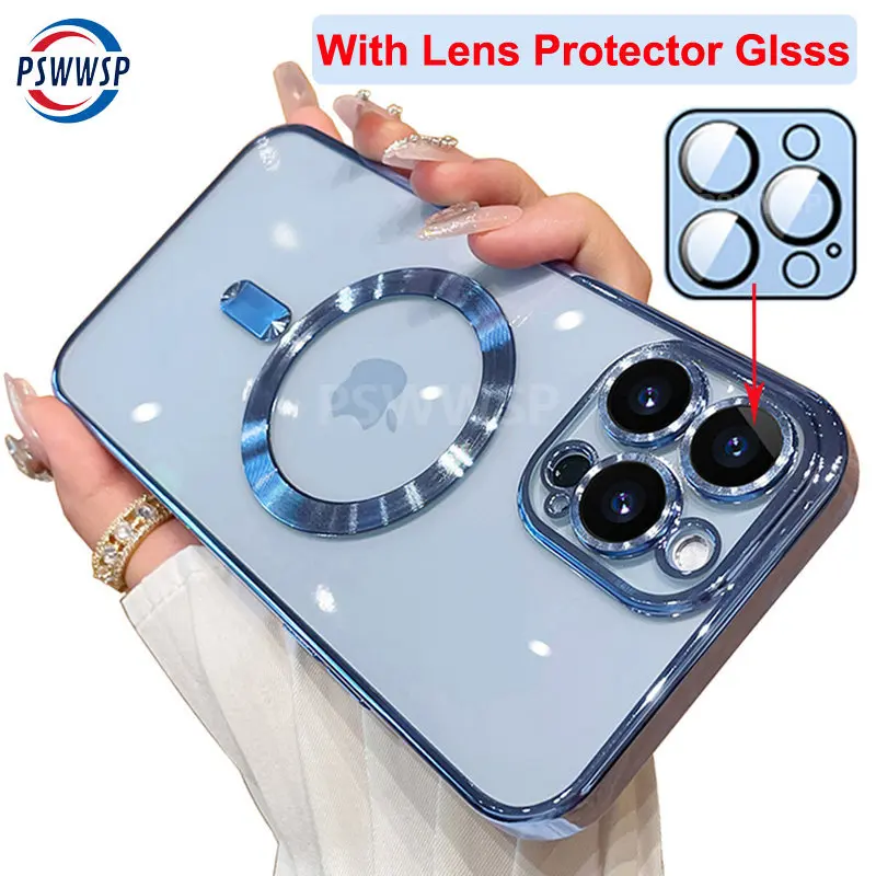 For Magsafe Clear Camera Lens Protector Case For Iphone 14 13