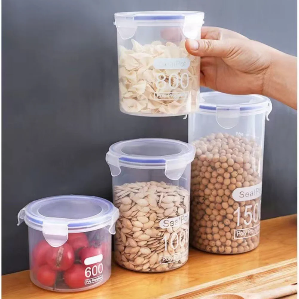 Sealed Kitchen Food Storage Canisters Transparent Large Capacity Grain Fresh Preservation Box with Scale Plastic 4