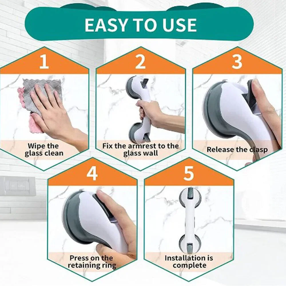 Safety Shower Handle Grab Bars Grip Dual Locking Safety Suction Cups Anti Slip Support Medical Assist Toilet Bathroom shower handle grab bars