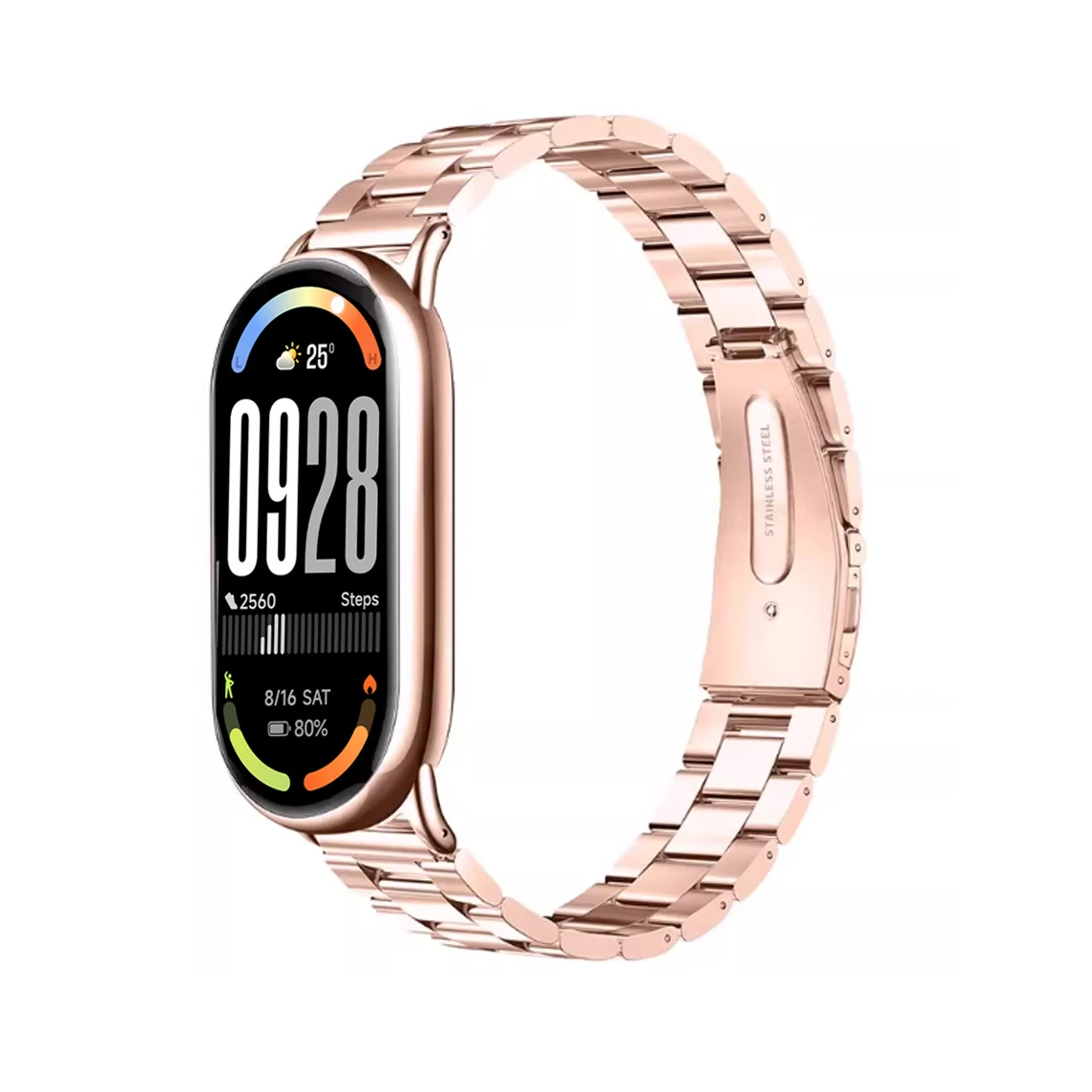 Elegant Three-Bead Stainless Steel Wristband Replacement Strap