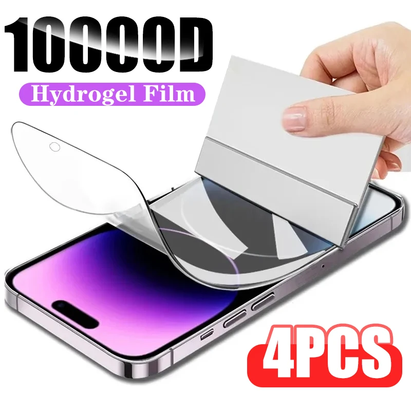 

Гидрогелевая пленка, 4 шт., полное покрытие для iPhone 11 12 13 14 15 Pro Max mini, Защита экрана для iPhone 8 7 Plus 6 SE 2020 22, не стекло