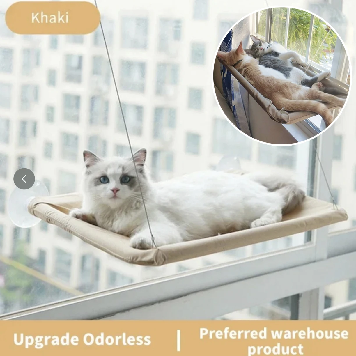 

Cat Hammock Pet Detachable Cat Bed for Windows Puppy Hanging Aerial Hammock Washable Bed Pet Toys for Cats Bearing Capacity 20kg