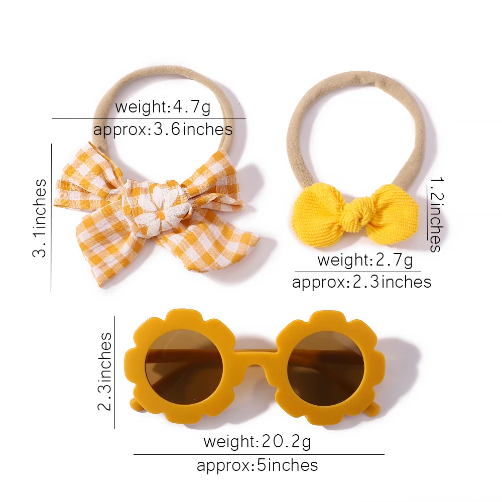 3Pcs/set Cute Kids Print Bows Headband Round Sunglasses set Children Sun  Glasses Protection Glasses Baby Summer Hair Accessories - AliExpress