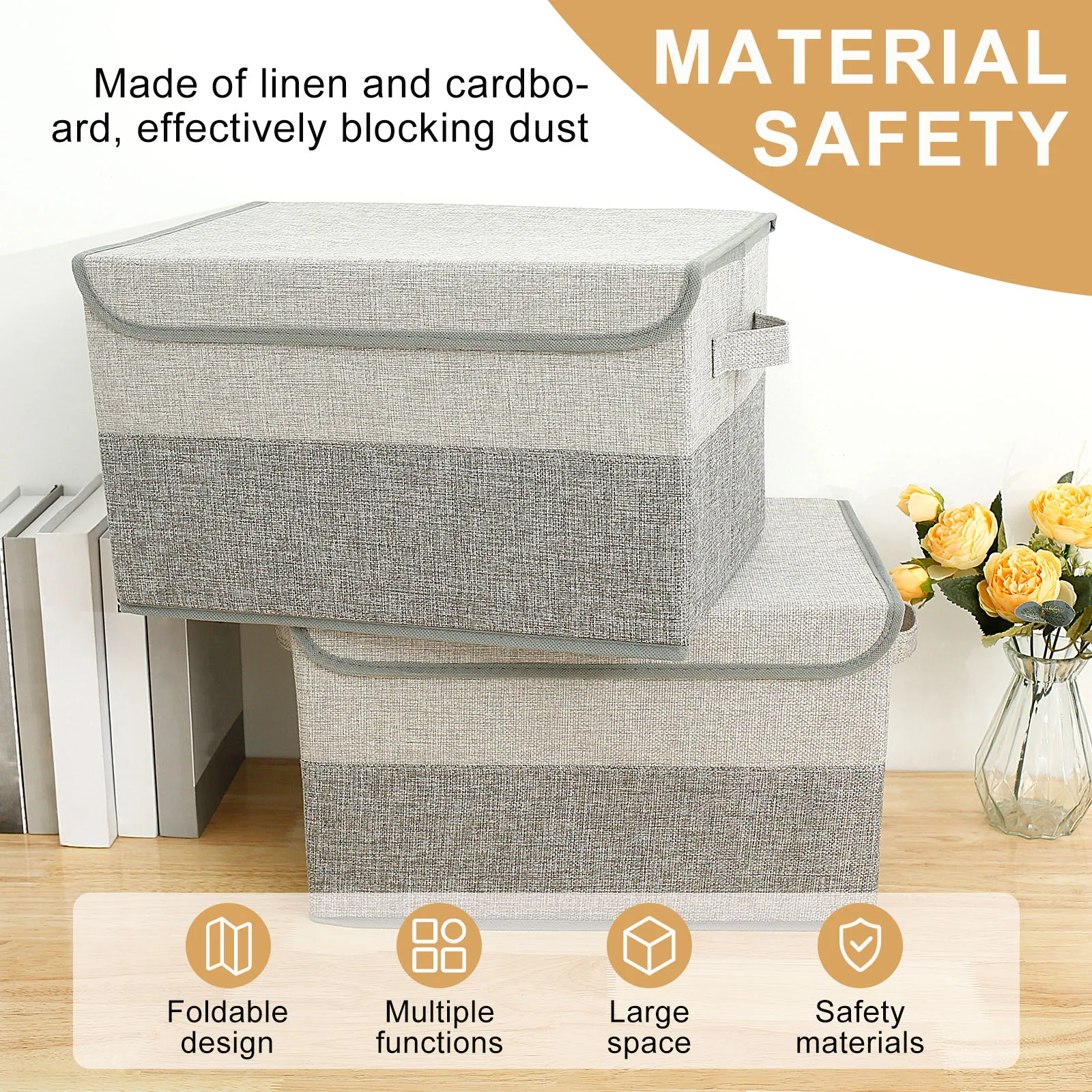 Foldable Fabric Storage Box Laundry Baskets Linen Home Cabinet Cosmetic Jewelry Toy Desktop  Organizers Closet Fabric 4