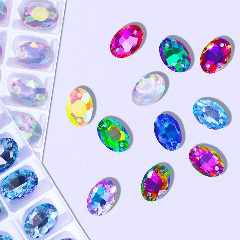 

11Colors 10x14mm Stitch Sew On Oval Pointback Rhinestone For Crystal Jewelry Sewing Needlework Clothing Bags Trim Diy Crafts