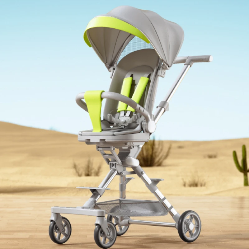 Lightweight Baby Stroller Can Sit and Lie Down One-touch Folding High Landscape Cart Two-way Baby Carriage