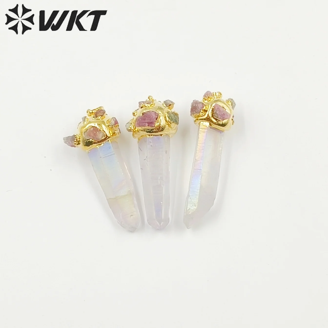

WT-P1916 Latest Style Exquisite Aura Crystal Quartz With Tourmaline Charm Fashion Gemstone Pendant Can Made Necklace Accessories