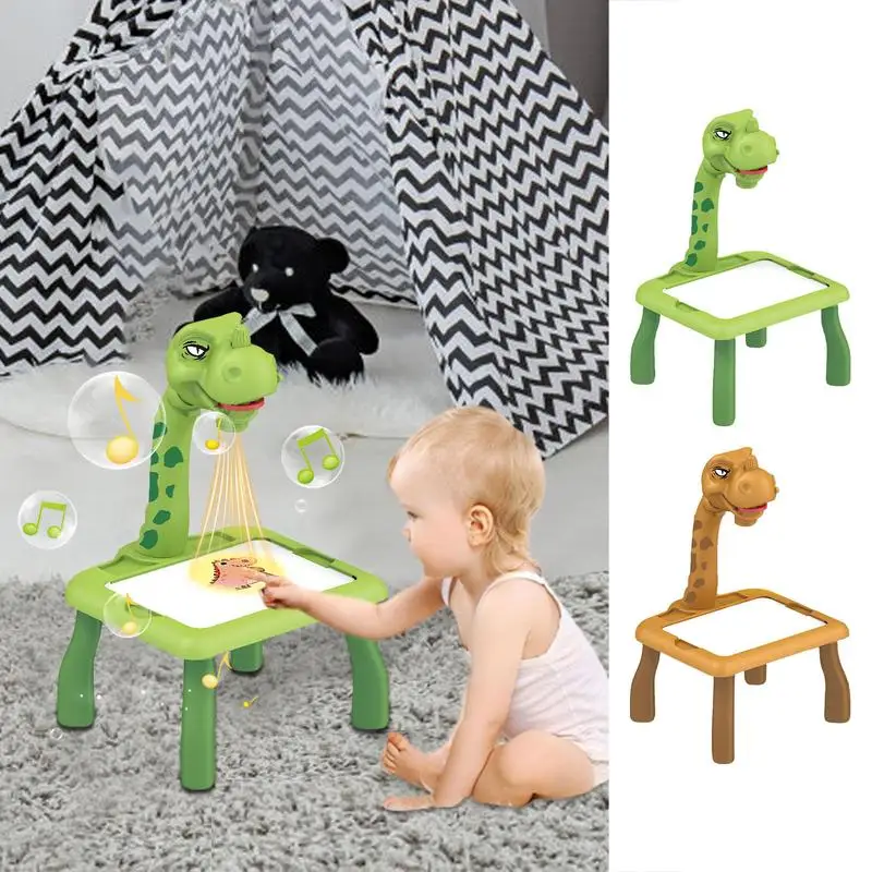 

Kids Drawing Projector Dinosaur Shape Sketch Projector Learning Table Painting Doodle Drawing Board For Preschool Activities