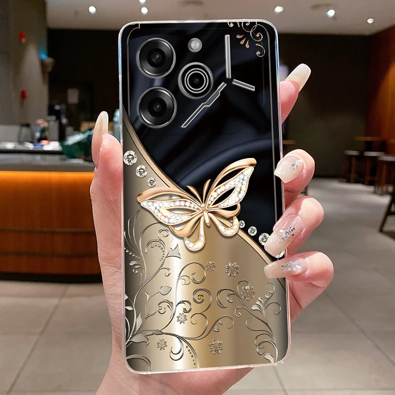 Luxury Butterfly Flowers Transparent Soft TPU Phone Case