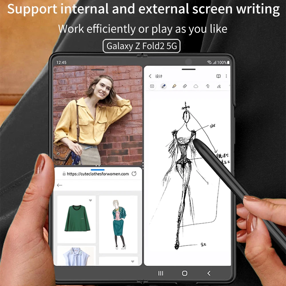 (Optional Pen) Capacitance Pen Slot Case For Samsung Galaxy Z Fold 2 W21 PC Hard Cover Ultra-thin Fitted Funda Z Fold 3 W22 5G