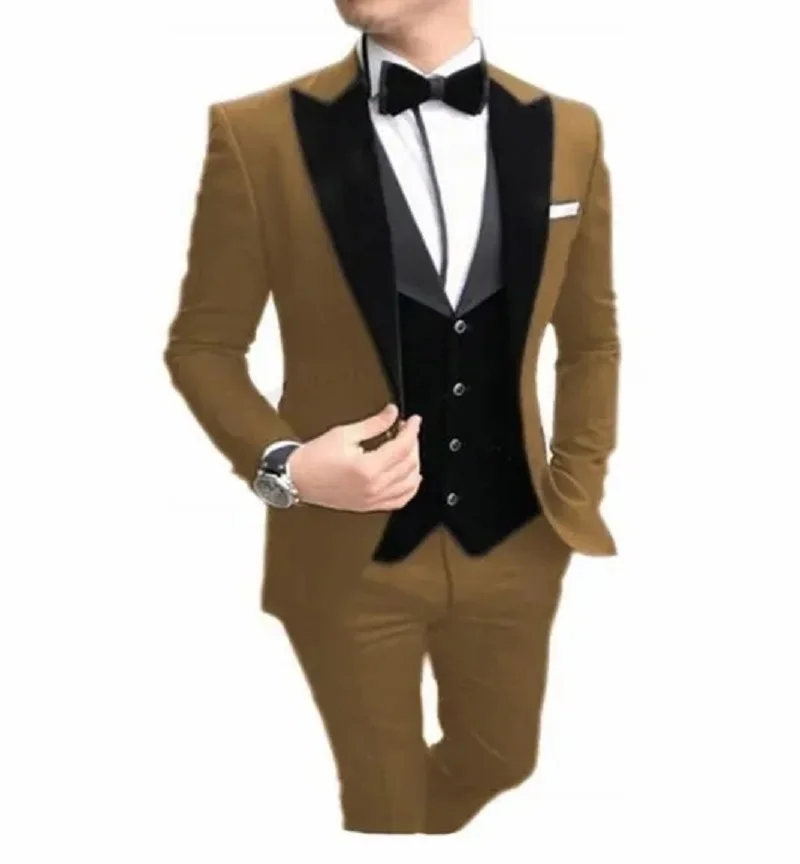 Colorful Slim Fit 3 Pieces Tuxedos Groom Wedding Men Suit Tuxedo Terno Masculino De Pour Hommes Blazer(Jacket+Pants+Vest)