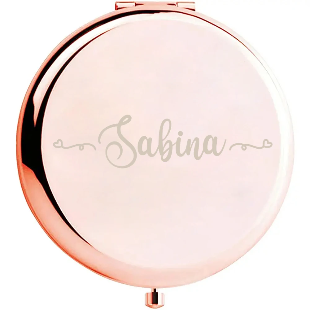 1pc Lovely salina example Text Laser engraving Pocket Mirror Wedding Guest Gifts