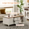White Coffee Table with Storage Cabinet Rectangle Center Table with Drawer Tea Table for Living Room  Made of High Quality Wood 3