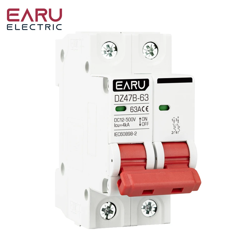 1P 2P DC MCB 12V 24V 48V Circuit Breaker Battery Car Protector DZ47 DC Positive