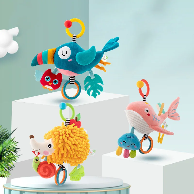 

Newborn Infant Soft Plush Toy Teether Rattles Toys Baby Educational Toys Brain Developmental Hand Grip Cute Stuffed Animal Toys