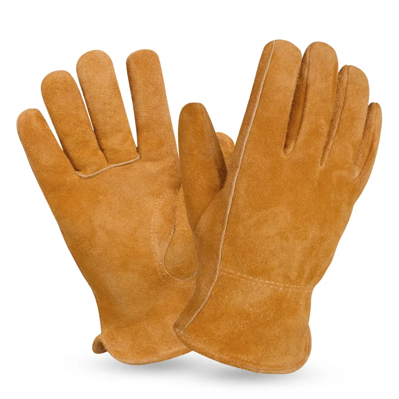 

OZERO Summer Cowhide Sport outdoor Motorcycle Gloves Anti-Slip Breathable Work Safety Protection Full Finger BBQ Camping Gloves