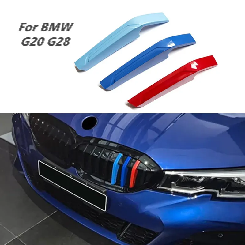 A Bmw G20 Új 3 Sorozatú 2019 2020 2021 G28 Autó Első Rácsos Díszítőcsíkjaihoz Grill Cover 3D M Performance Matricák Kiegészítők