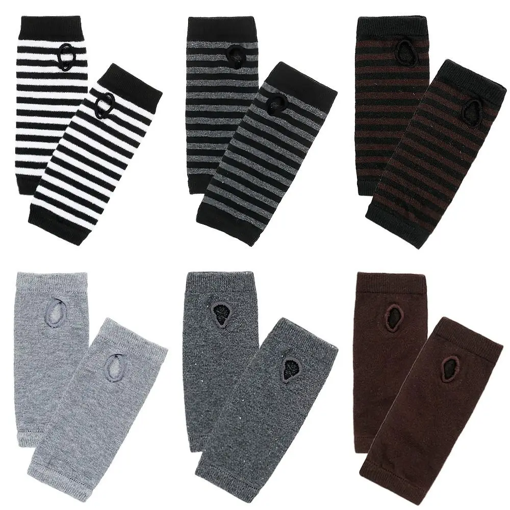 Fashion Cartoon Cosplay Party Stripes Mittens Elasticity Gloves Half Finger Knitted Fingerless Gloves